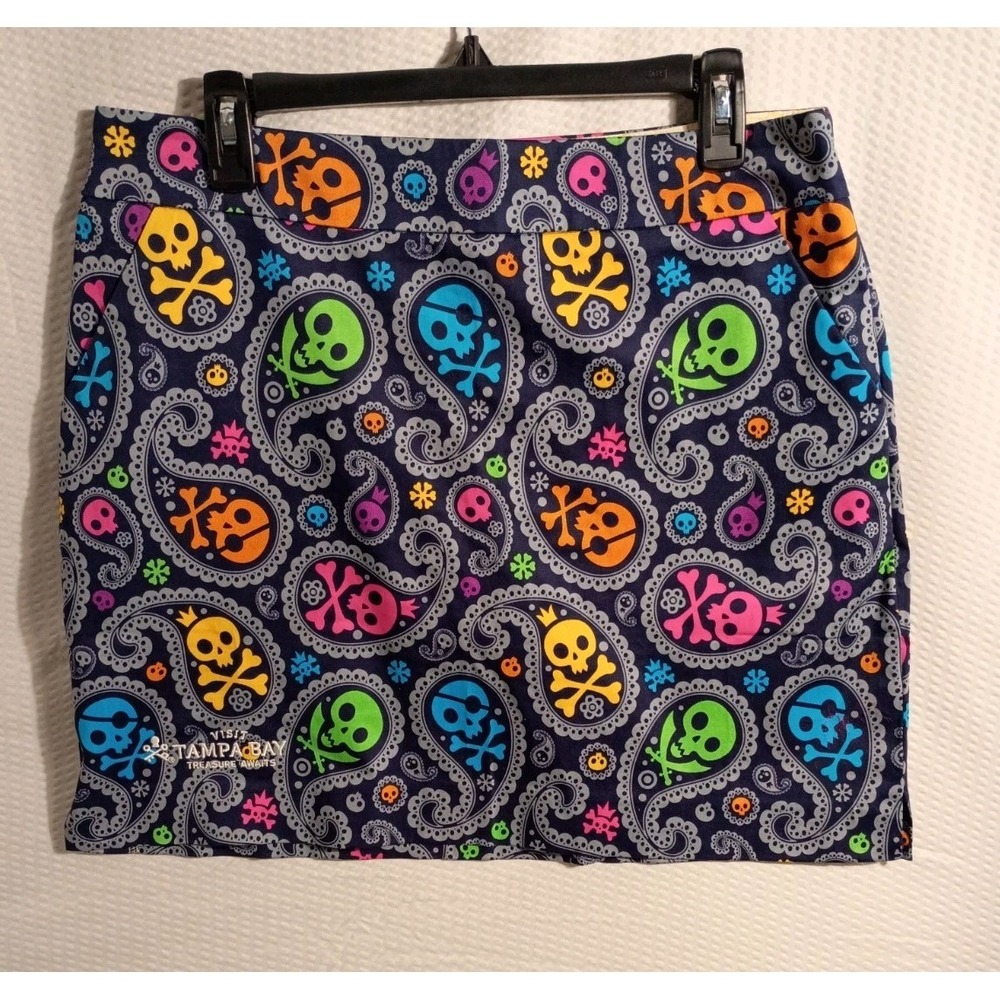 LOUDMOUTH Multicolor Paisley Skull Skort - size 12 NWT